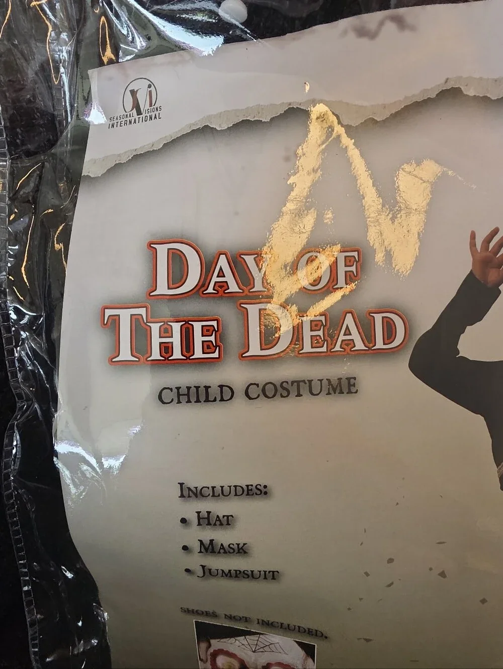 NIP Day Of The Dead Child Halloween Costume Boys Size Large Giant Googly Eyes!